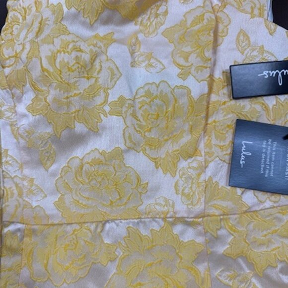 NWT Lulus Bright Blooms Champagne and Yellow Floral Jacquard Maxi Dress - Picture 6 of 10